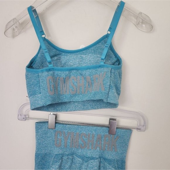 *SOLD* GYMSHARK | Tank top sport bra leggings set tuquoise blue sz S - Picture 4 of 6